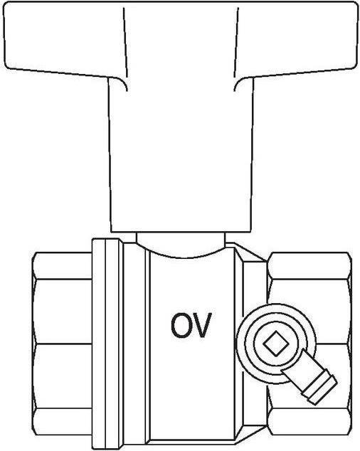 Produktbild Oventrop OV Knebelgriff-Kugelhahn Optibal PN 16 MS mit Entleerung DN 32 1 1/4Zoll