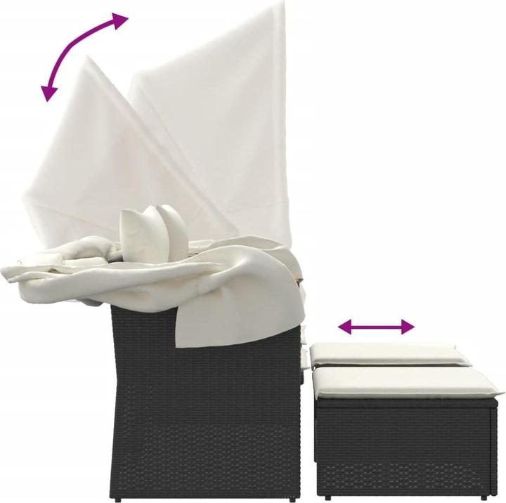 Produktbild VidaXL Gartensofa 2-Sitzer mit Dach und Hockern
