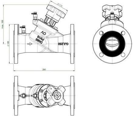 Produktbild Oventrop OV Strangregulierventil Hydrocontrol VFC PN 16, Grauguss, Flansch/DIN DN 65