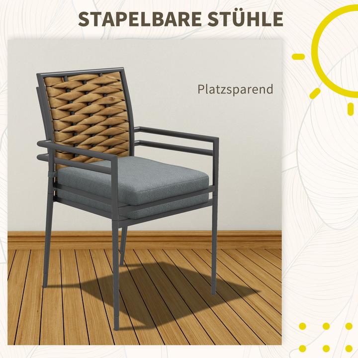 Actual product image Outsunny Stackable garden chairs with cushions