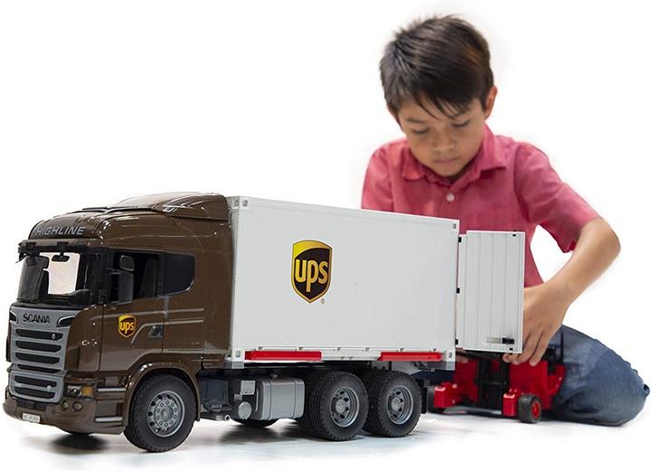 Actual product image Bruder Scania R-Series UPS Logistics Trucks