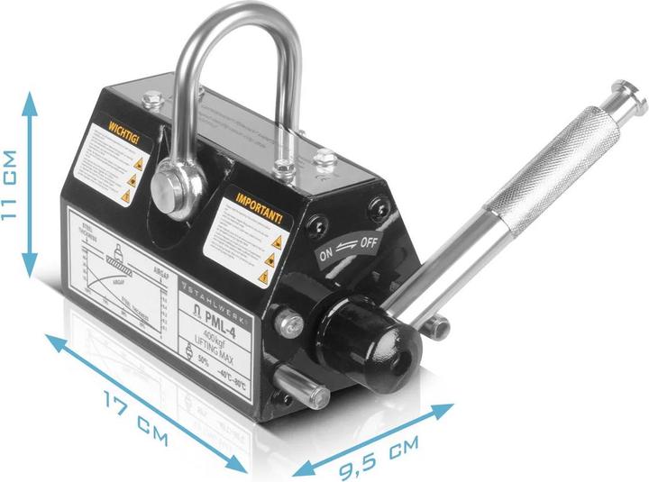 Actual product image Stahlwerk Lifting magnet with 400 kg 880 lbs load capacity 1280 kg 2821 lbs pulling force (400 kg)