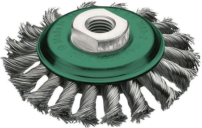 Actual product image Lessmann Taper brush Ø 100 mm thread wire thickness 0.5 mm stainless steel 12 mm 15000 min-¹