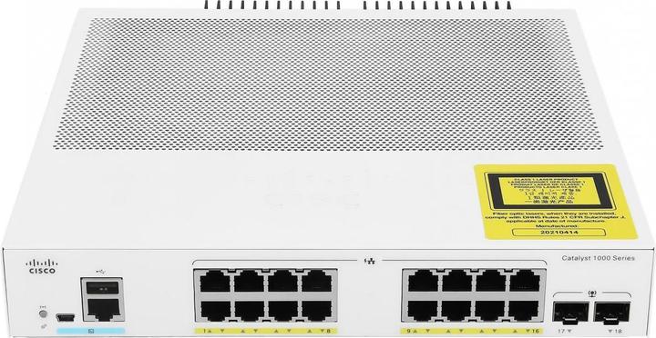 Actual product image Cisco 16 Port Rail PoE+ Switch C1000-16P-2G-L (16 Ports)