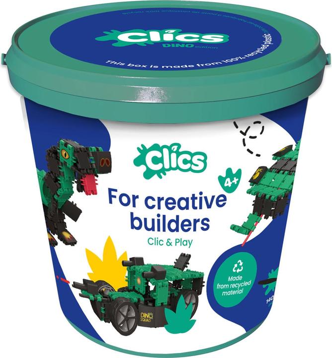 Actual product image Clics Box Dino 150 pieces kit with accessories and stickers from 6 years