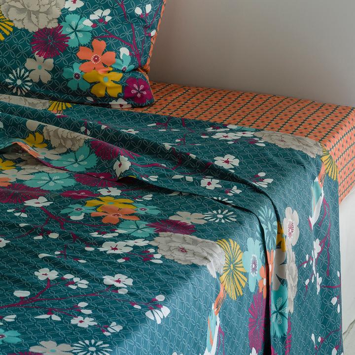 Produktbild La Redoute Interieurs Miss China Bleu Canard (Oberleintuch, 240 x 290 cm)