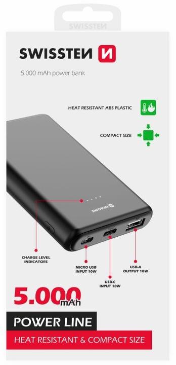 Productafbeelding Swissten KRACHTBANK 5000 mAh 10W (5000 mAh, 10 W, 10 Wh)