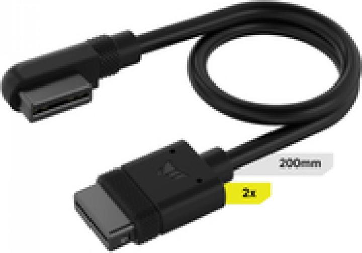 Corsair iCUE LINK Cable, 2x 200mm with Straight/Slim 90° connectors, Black