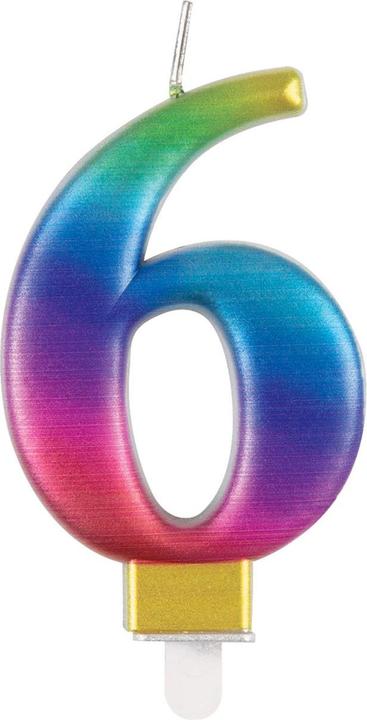 Image du produit Unique Bougie arc-en-ciel "6", 8cm
