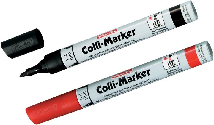 Image du produit Herlitz Marqueur indélébile Colli 1-4 mm, 2 pièces, rouge/noir (Rouge, Noir, 4 mm, 2 x)