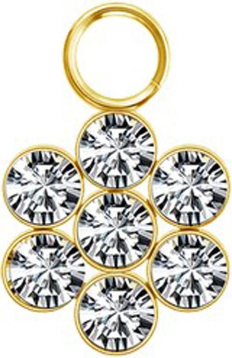 Produktbild Star Piercing Anhänger vergoldet Blume sieben Kristalle silber (ohne Messing, Chirurgenstahl 316L)