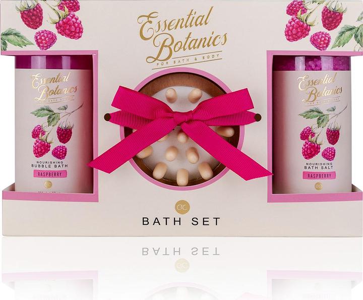 Produktbild Accentra Badeset ESSENTIAL BOTANICS - FRUITS in Geschenkbox, inkl. 200ml Schaumbad, 260g Badesalz, Massagebür (Haarpflege set)