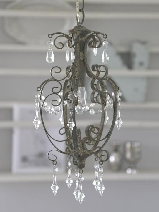 Actual product image Chic Antique Hanging Lamp grey, 1arm, Vintage Shabby Look (E14)