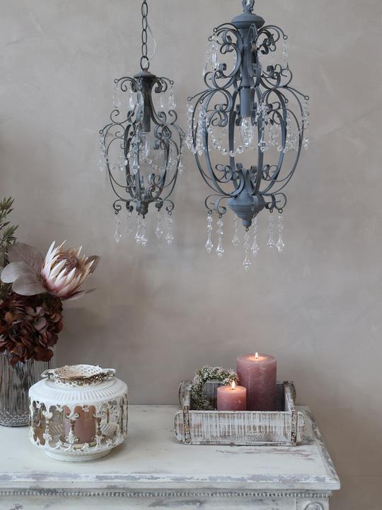 Actual product image Chic Antique Hanging Lamp grey, 1arm, Vintage Shabby Look (E14)