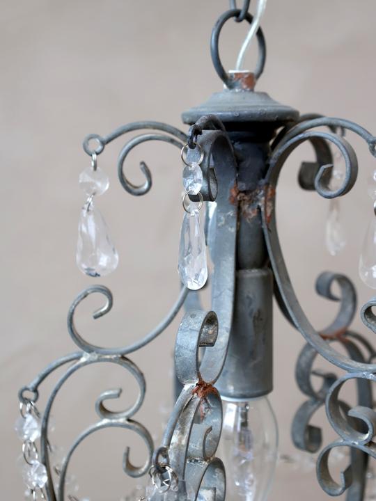 Actual product image Chic Antique Hanging Lamp grey, 1arm, Vintage Shabby Look (E14)