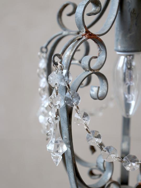 Actual product image Chic Antique Hanging Lamp grey, 1arm, Vintage Shabby Look (E14)
