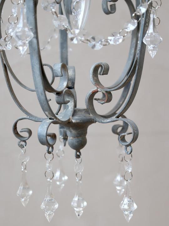 Actual product image Chic Antique Hanging Lamp grey, 1arm, Vintage Shabby Look (E14)