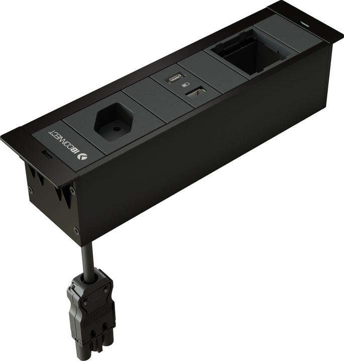 Image du produit IB Connect CUBOBOX Prises. noir S 3x 1x type 13 1x USB-A/C 1x vide (1 x, Type 13, USB)