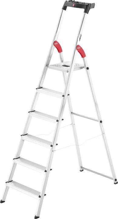 Hailo L60 StandardLine, Alu-Sicherheits-Stehleiter, 6 Stufen (Stehleiter, 128 cm)