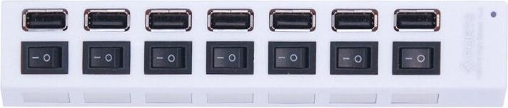 Actual product image Hermex USB hub USB-A 2.0 7-port adapter with on/off switch and light (USB-A, 7 Ports)