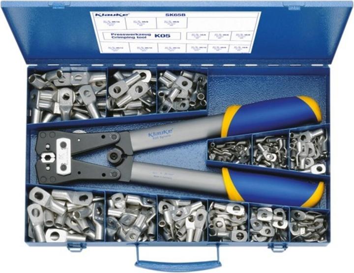 Produktbild Klauke Rohrkabelschuh-Sortiment 6 - 50 mm² mit Presswerkzeug