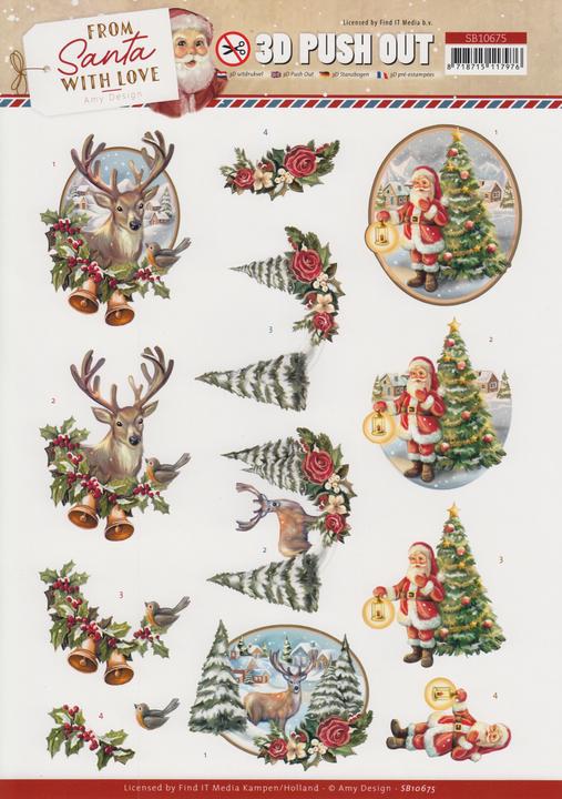 Image du produit Amy Design Set de feuilles prédécoupées 3D "From Santa with love" (du Père Noël avec amour) (4 x)