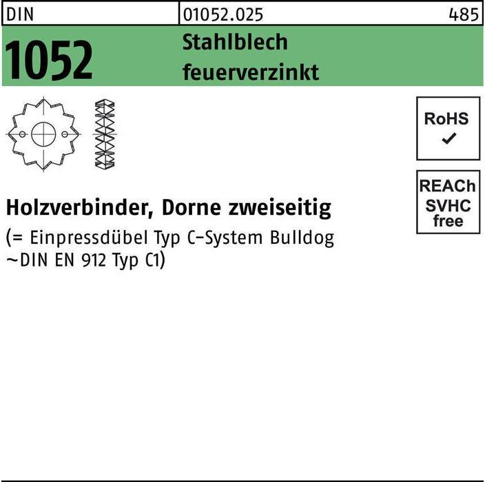 Image du produit Connecteur bois DIN 1052 double face 48 M 12-M 16 tôle d'acier galvanisée à chaud galvanisée à chaud (Connecteurs de bûches, 200 pcs)