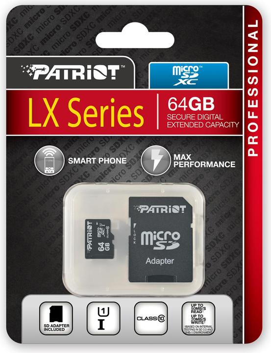 Produktbild Patriot microSDXC Speicherkarte Klasse 10 (64 GB, microSDXC)