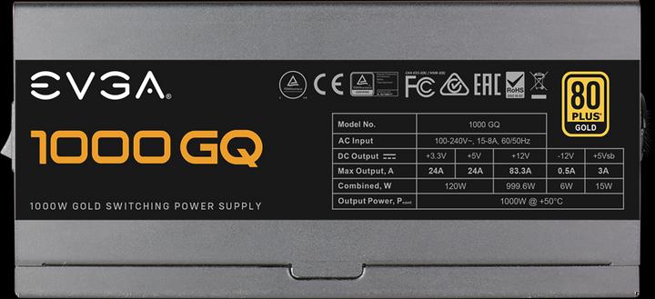 Actual product image EVGA Power supply 1000 GQ 1000 W, 80 PLUS Gold, fully modular (1000 W)