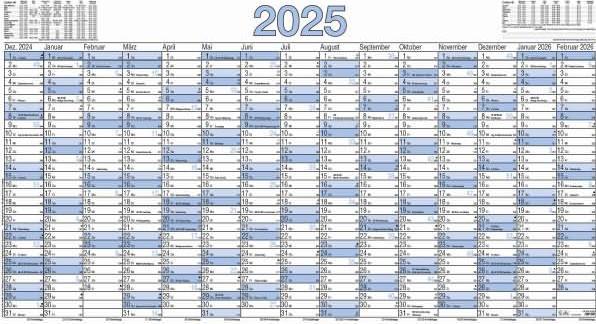 Produktbild Plakatkalender 2025, 140x77cm, Plakatkalender mit 15 Monaten auf 1 Seite, 5 Stk. gerollt (Harter Einband, Deutsch)