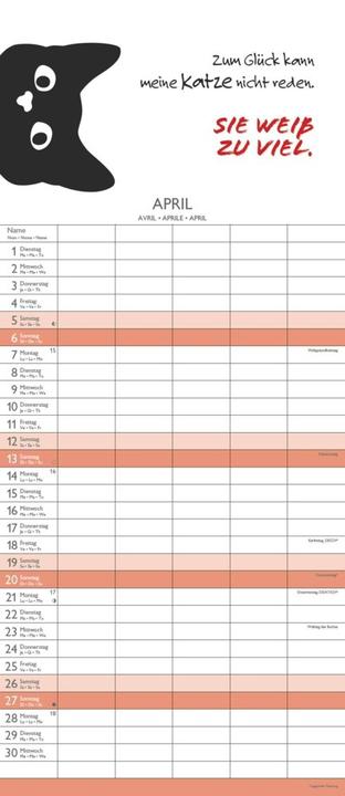Actual product image Alpha Edition Typo Art 2025 Family planner, 19,5x45cm, family calendar with 5 columns for (German)