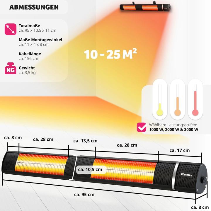 Produktbild tectake Infrarotheizstrahler (3000 W)