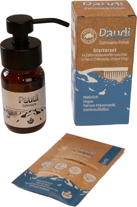 Actual product image Einfach Weniger Toothpaste starter set (powder and pump bottle)
