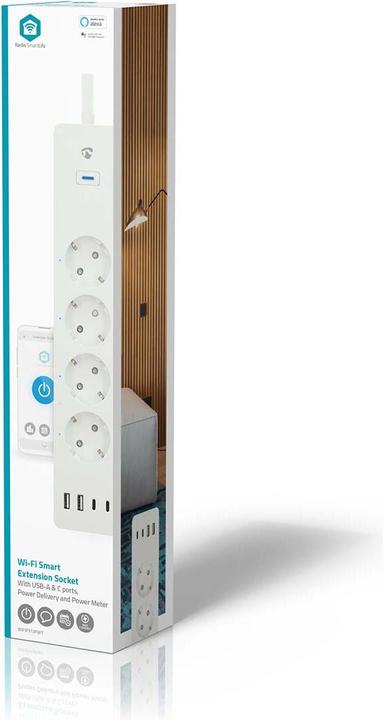Actual product image Nedis SmartLife Power Strip Wi-Fi | Hybrid (CEE 7/7) / USB A / USB-C™ | 16 A | 3680 W | 2.00 m | 0 -