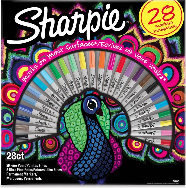 Sharpie Permanent Marker Set ”Peacock” (Mehrfarbig, 1 mm, 28 x)