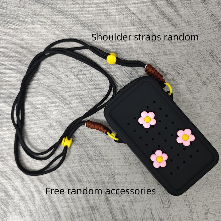 Actual product image Only-Bags.Store Chic silicone biscuit-shaped crossbody mobile phone bag with detachable strap - lightweight, zip