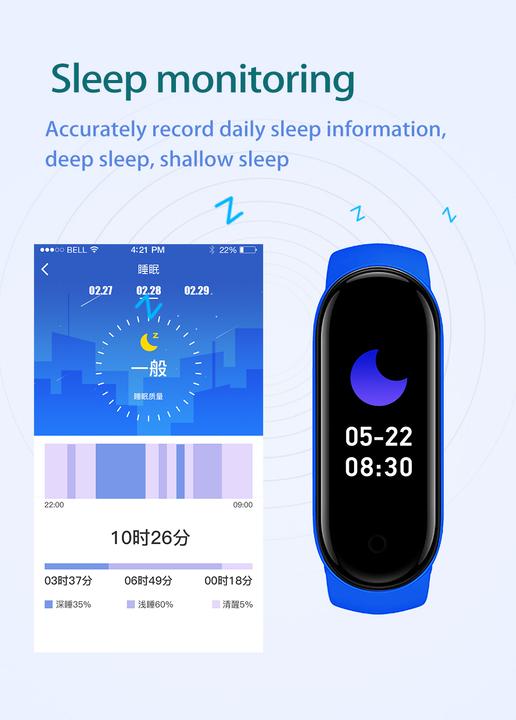 Immagine prodotto PhoneLook Active Fitness Tracker M7 Bracciale sportivo intelligente Montre connectée Bluetooth