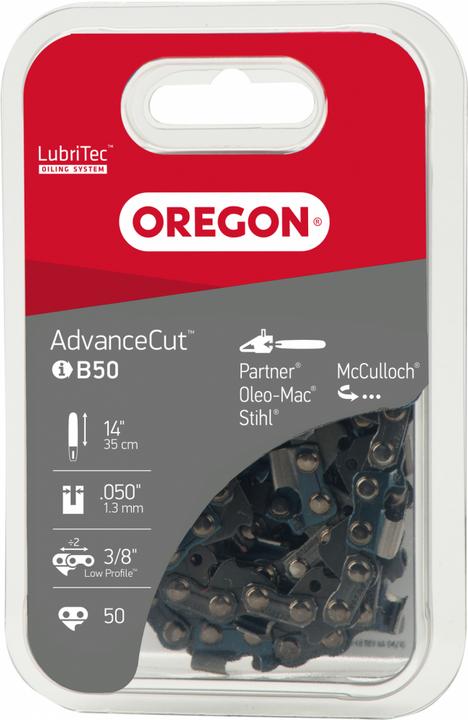 Oregon Kette 3/8", 1.3 mm, 50 Treibglieder, VersaCut, Halbmeissel, Sichtverpackung (Kettensäge, Sägekette)