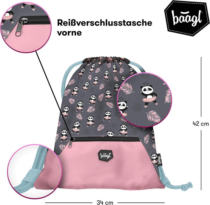 Actual product image Baagl School bag set, 3-piece, Panda New (18 l)
