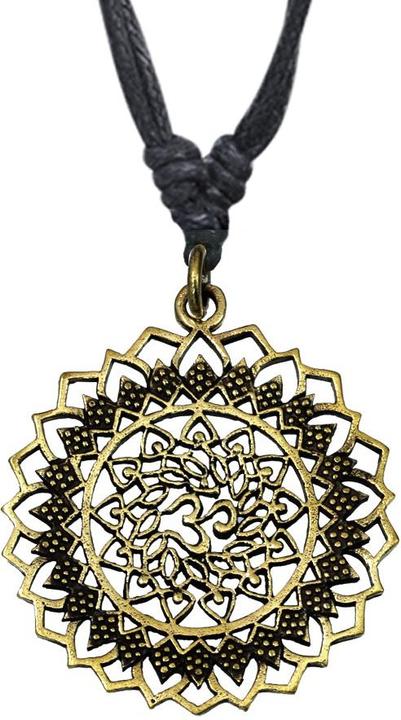 Actual product image Star Piercing Necklace Black Pendant Gold Plated Om Flower (Brass)