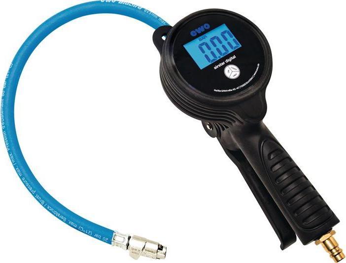 Actual product image EWO Hand tyre inflation gauge airstar digital calibrated, with quick connector DN 7.2