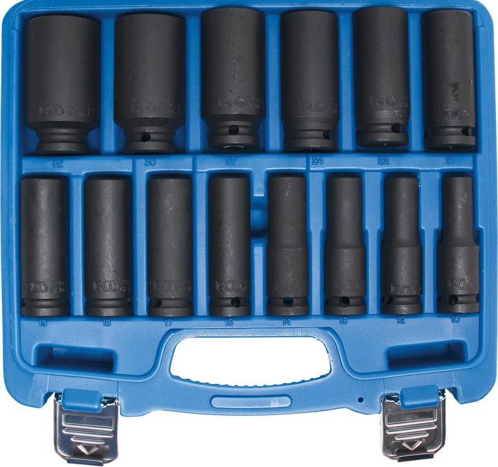 BGS Impact Socket Set, Hexagon | 12.5 mm (1/2") Drive | 10 - 32 mm | 14 pcs. (1/2")