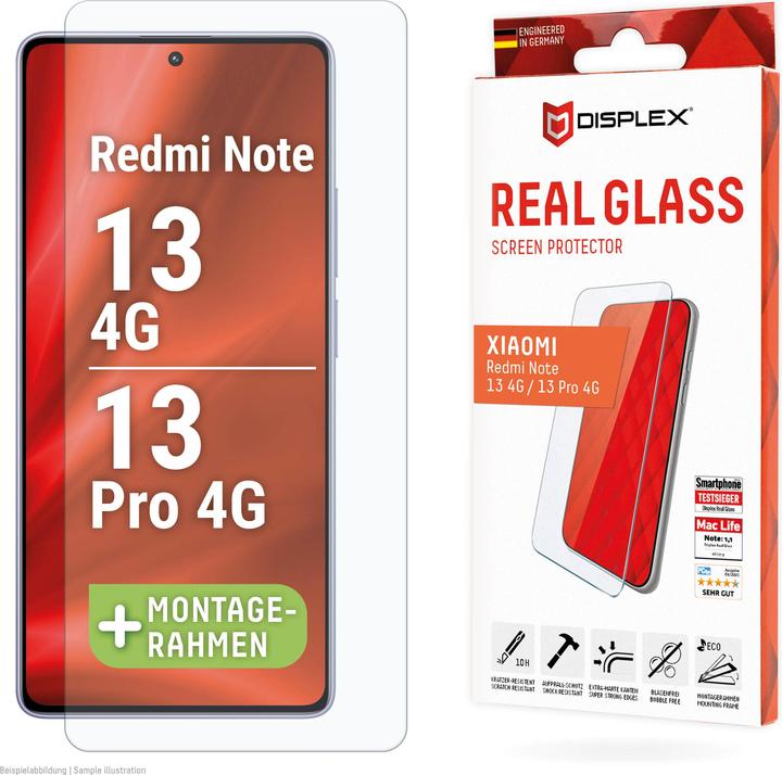 Image du produit Displex Real Glass, 2D Panzerglas (1 pièce(s), Xiaomi Redmi Note 13 4G, Xiaomi Redmi Note 13 Pro 4G, Xiaomi Poco M6 Pro)