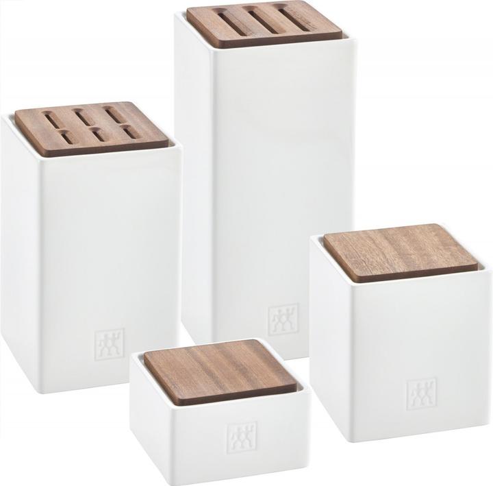 Produktbild Zwilling Keramik Set 4-tlg weiss, Deckel Sapelliholz