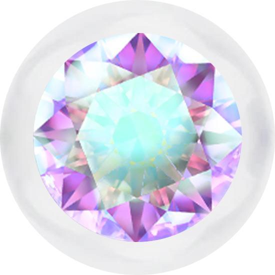 Produktbild Star Piercing Kugel transparent mit Kristall multicolor (Bioflexohne Messing, ohne MessingChirurgenstahl 316L)