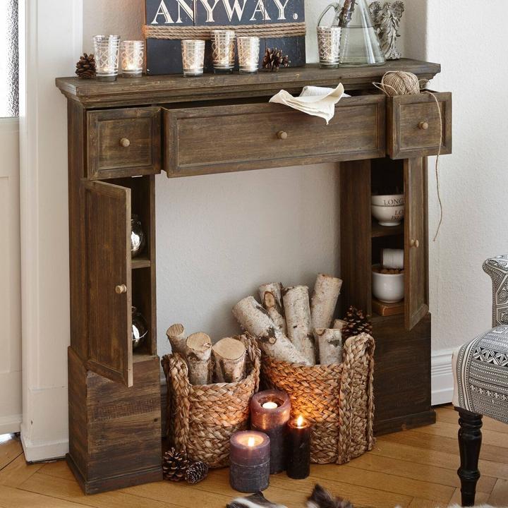 Actual product image Loberon Fireplace console Konterra brown