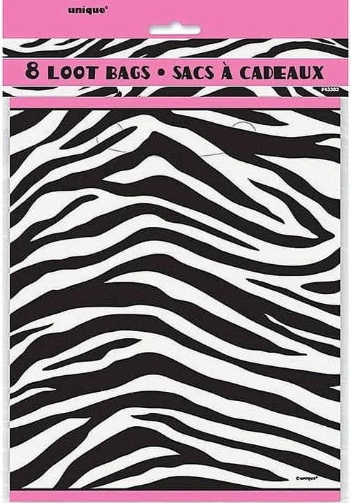 Actual product image Unique Party Zebra Print Party Bags (Pack of 8)