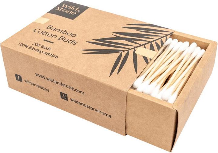 Image du produit Wild & Stone Coton-tiges en bambou, biodégradables & végétaliens, paquet de 200