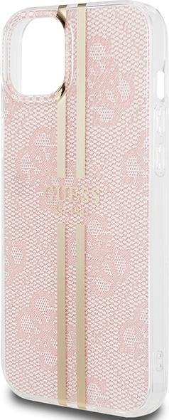 Immagine prodotto Guess GUHCP15SH4PSEGP Custodia rigida per iPhone 15 / 14 / 13 6.1" różowy/rosa IML 4G Gold Stripe (Apple iPhone 14, Apple iPhone 13, Apple iPhone 15)