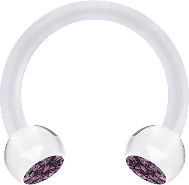 Star Piercing Micro Circular Barbell transparent mit zwei Kugeln Kristall hellviolett (ohne Messing, Acryl)